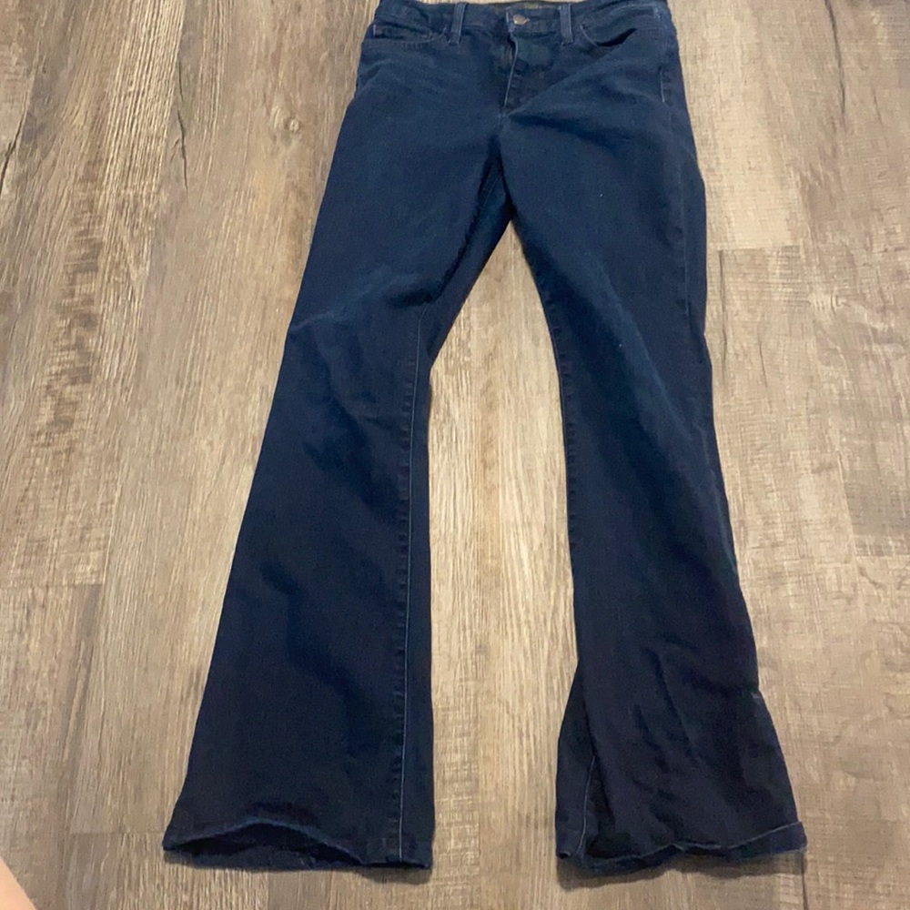 dark washed flare pants